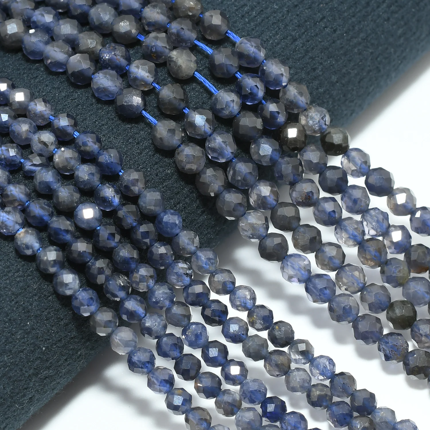 Natural Iolite Faceted Round Beads 3.6mm/4.3mm