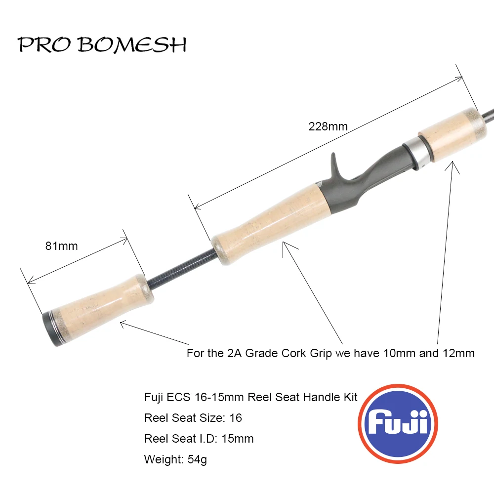 Pro Bomesh 1Set Fuji VSS ECS ACS Reel Seat 2A Cork Spinning Casting Handle Kit DIY Lure Fishing Rod Accessory