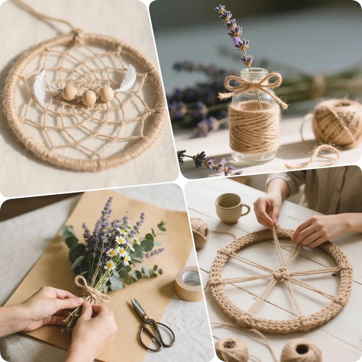 2/3/4mm 100M Natürliches Jute-Seil Schnur Bindfaden Band Bastelmaterial DIY Hochzeit Jutefaden Handgemachtes Nähgarn Party Weihnachten Heimdekoration – Detail 5