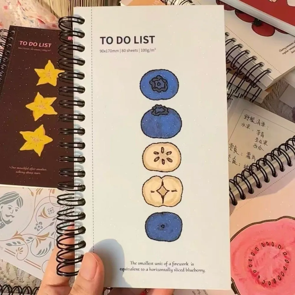 Illustration Cover Journal Notebook Spiral Bound Portable To Do List Notebook Aesthetic Habit Tracker Journal