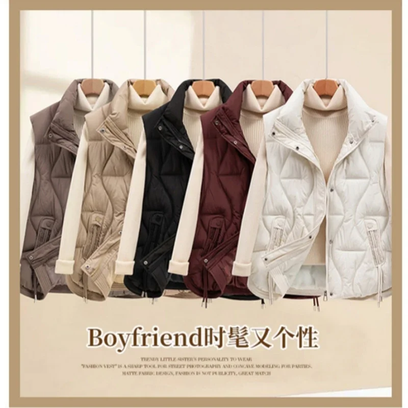 ผู้หญิงผ้าฝ้ายเบาะเสื้อแจ็คเก็ตฤดูใบไม้ร่วงฤดูหนาว 2025 ใหม่หลวมคอหนาแขนกุดผ้าฝ้ายเสื้อกั๊ก Outwear