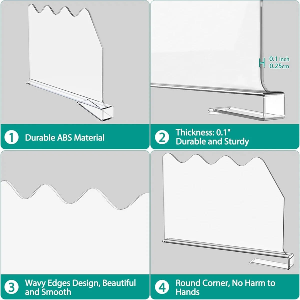 6 PCS ชั้นวางสําหรับตู้เสื้อผ้าองค์กร,อะคริลิคใสตู้เสื้อผ้าชั้นวาง Divider สําหรับชั้นวางไม้,สําหรับตู้เสื้อผ้า,ห้องนอน,สํานักงาน