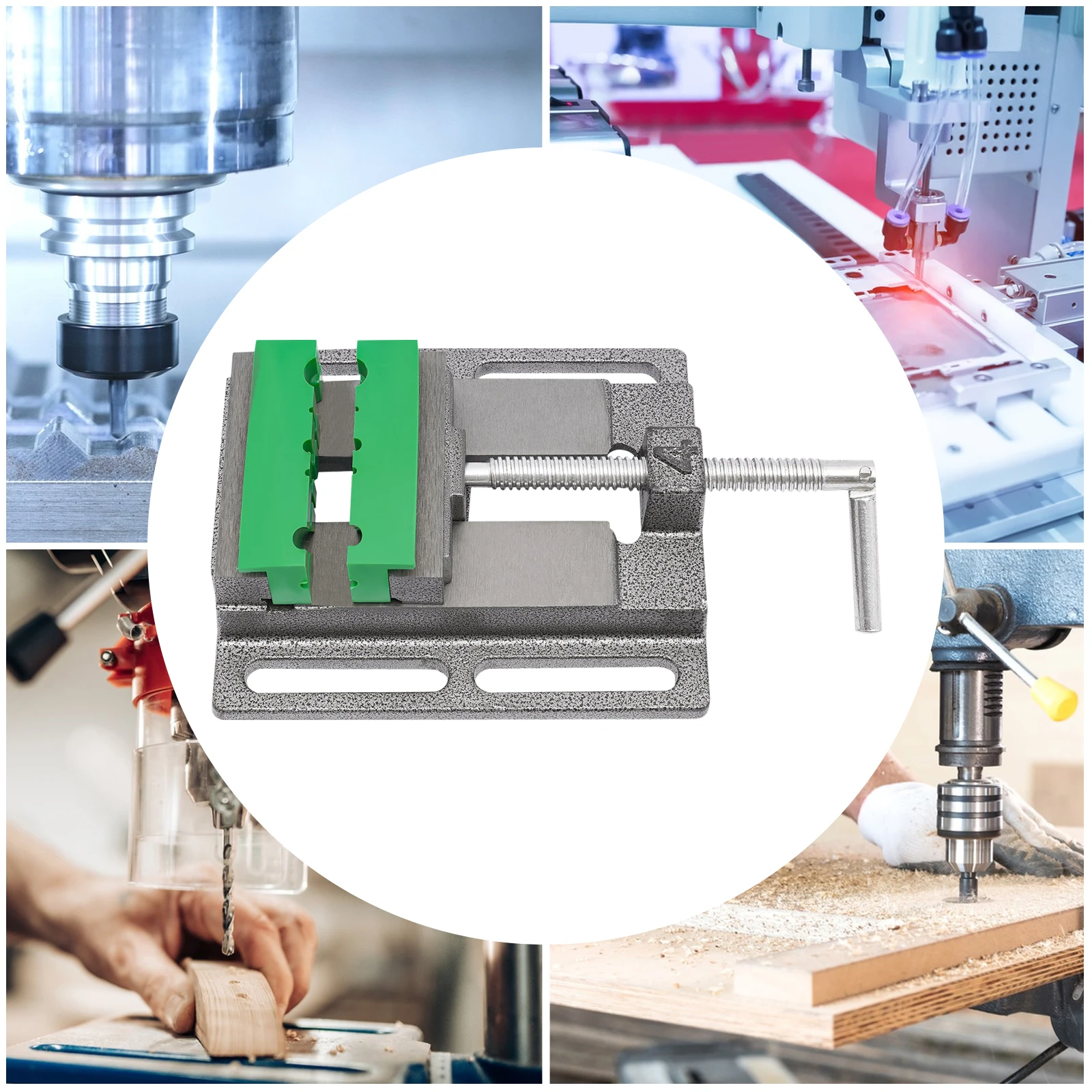 ملزمة ضغط مثقاب مقاس 4 بوصات، هيكل من الحديد الزهر والفولاذ، فكي سن المنشار غير قابل للانزلاق، قاعدة آمنة، مقاومة للتآكل، سهلة الاستخدام