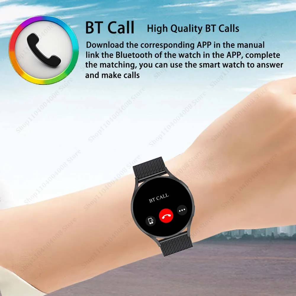 ساعة ذكية حيوية للنساء شاشة كاملة بلوتوث مكالمة صور مخصصة هدية عيد الميلاد ساعة متعددة الوظائف للرجال لنظام أندرويد Ios