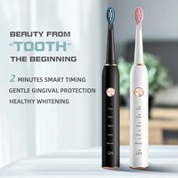 Jianpai Black and White Sonic Electric Toothbrush for Male and Female Lovers 5-mode USB Charging IPX7 Waterproof Sonic Electric