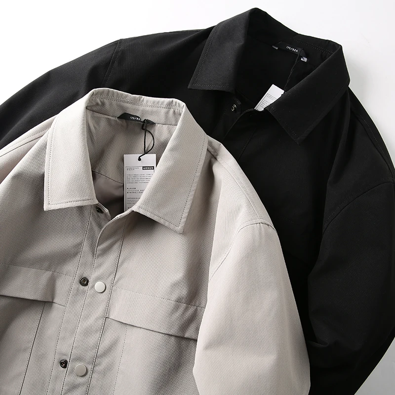 

Good Looking Men's Casual irt Jaet ket Design Turn-down Collar Busin Leisure Outerwear Quali Spring Faion