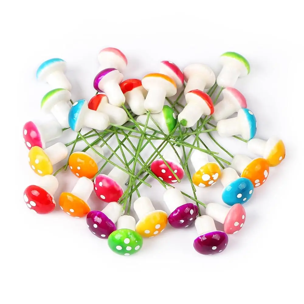 

Mini Mushrooms Tiny Figurines Miniatures Colorful Mushrooms Garden Mushrooms Decoration for Home Micro Landscape Plant Pots