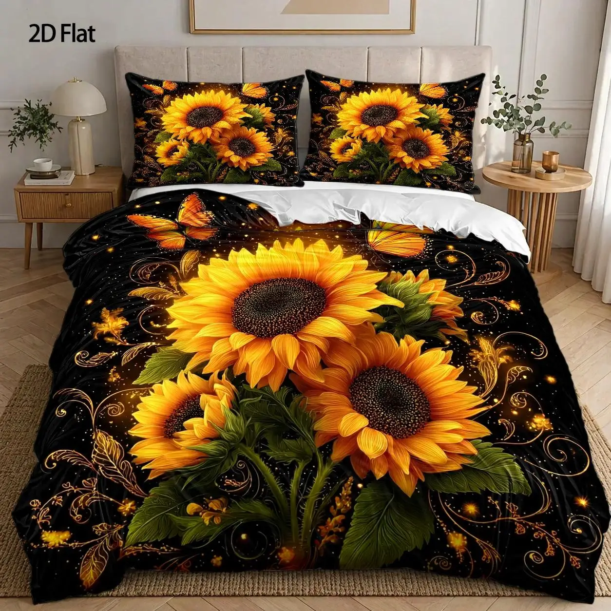 3-Piece Duvet Cover Set, 1 Duvet Cover + 2 Pillowcases (Without Filling), Sunflower Floral Theme, Vintage Luxurious Style, Blooms in Spring, Suitable for All Seasons, Machine Washable, Invisible Zipper, Suitable for Home, Dormitory, Master Bedroom, Guest Room Bletnah Bletnah 3 Fans 627 Sold Item Details Add to Favorites Item Report Care Instructions Machine Washable All Seasons All Seasons