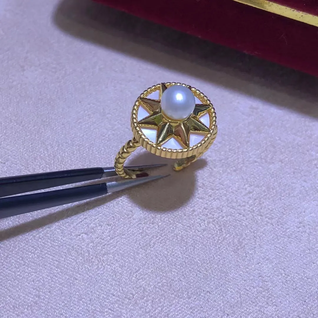 S925 Sterling Silver Adjustable Ring Mount Settings Findings Mountings Accessory Parts Fittings for 5-6mm Pearls 5pcs/lot