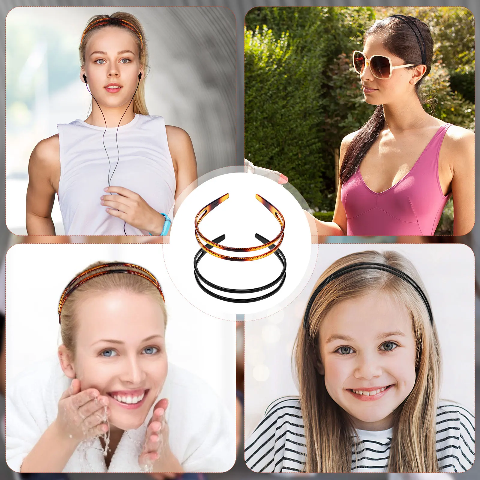 عصابة رأس غير قابلة للانزلاق من البلاستيك، إكسسوارات أطواق شعر للنساء والفتيات، أدوات تصفيف الشعر أنيقة ومتينة للاستخدام اليومي والمدرسة والعطلات والعناية بالشعر