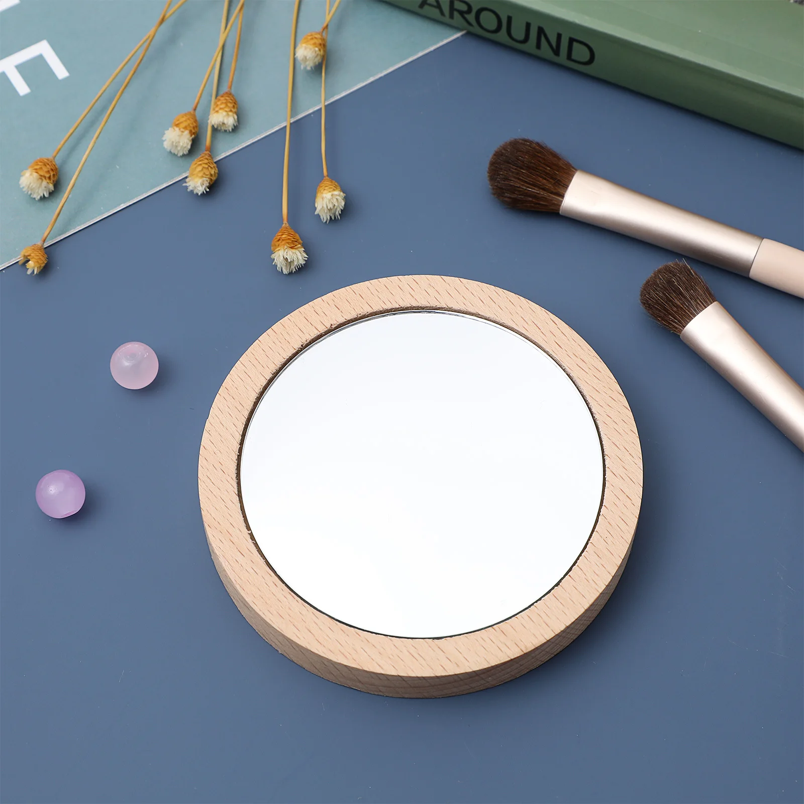 2-teiliger Mini-Make-up-Spiegel, rund, kompakt, tragbar, klein, leicht, Taschenspiegel für den Außenbereich