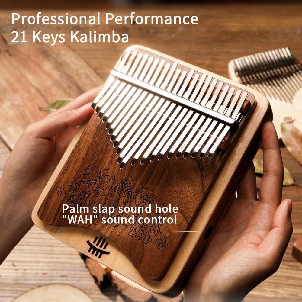 Hluru 17/21 Key Kalimba Walnut Thumb Piano Top Professional, A class, with Songbook Set and Pickup Maple Musical Instruments