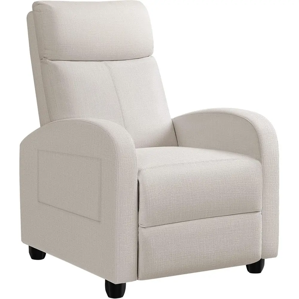

Adjustable Single Recliner Chair with Thick Cushion for Home Theater, Beige Fabric Living Room Furniture