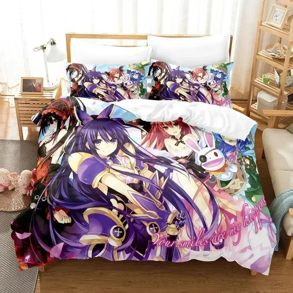 Date A Live Tokisaki Kurumi Bedding Set 3D Printed Suitable for Bedroom Duvet Cover Set With Pillowcases Kids Home Textile