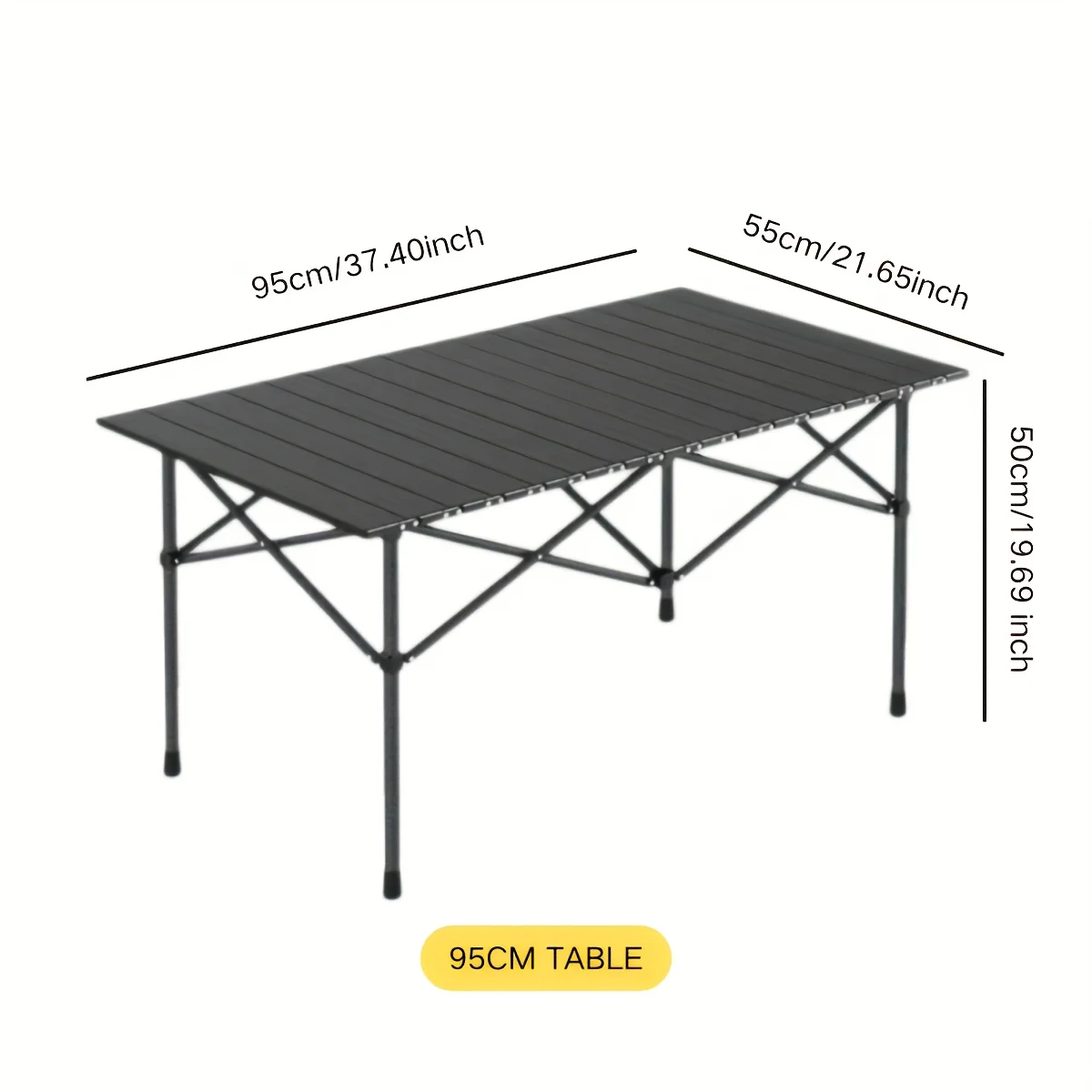 

Folding Lightweight, Black Camping Table, 4-6 Person Portable Rolling Aluminum Table with Outdoor Carrying Bag