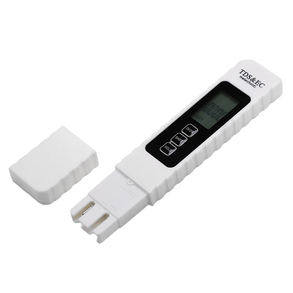 White Digital Water Quality Tester TDS EC Meter Range 0 to 9990 Multifunctional Water Purity Temperature TEMP PPM Tester