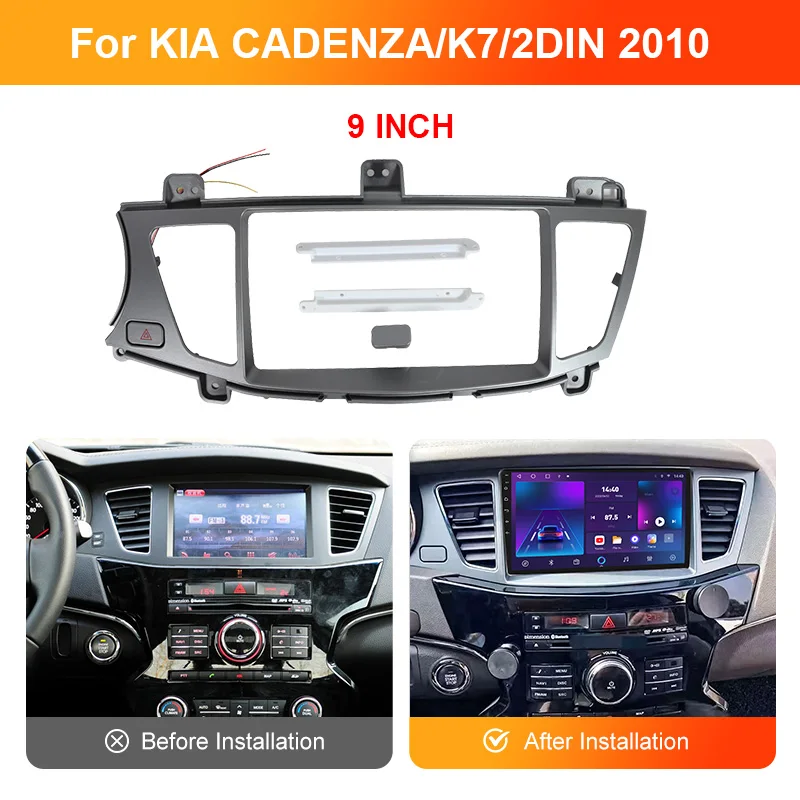 9 Inch Car DVD Frame Audio Dash Trim Kits Facia Panel Radio Player Screen 2 Din For Kia Cadenza K7 2009-2017