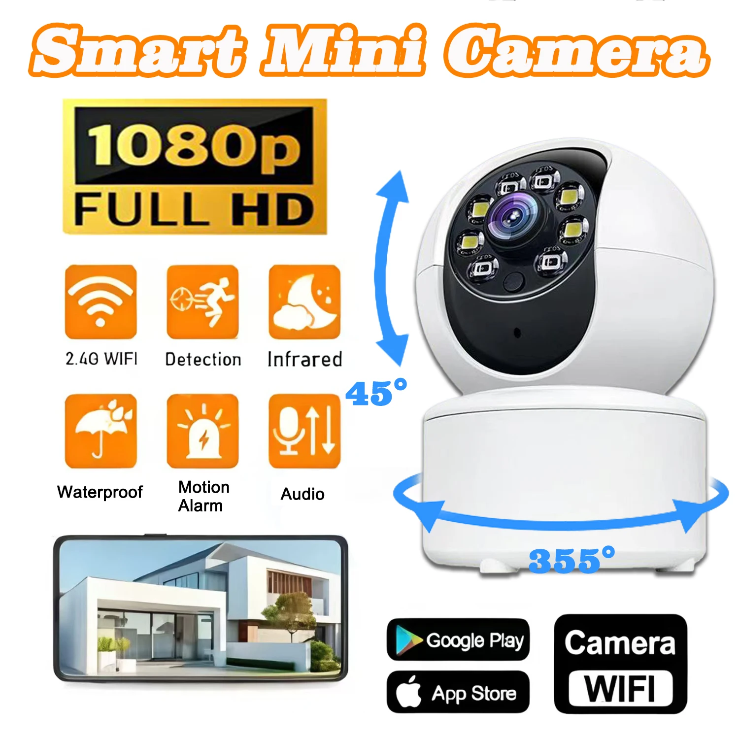 

Умная вращающаяся камера, 4K HD, Wi-Fi, 2-стороннее аудио, монитор ночного видения, AI, обнаружение человека, защита, IP-камера, 2025 НОВИНКА