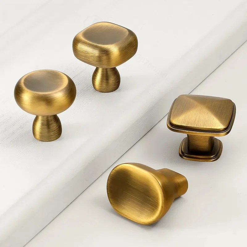 French Retro Zinc Alloy Handle Light Luxury Wardrobe Cabinet Drawer Shoe Cabinet Coffee Table Furniture Bronze Cabinet Handle