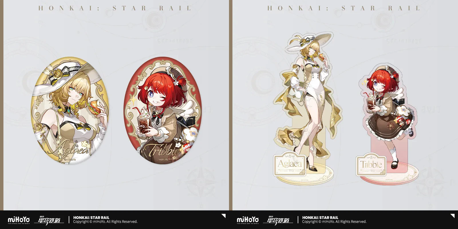 

[Genuine] miHoYo Game Honkai Star Rail Train Journey Series Acrylic Standee Aglaea Tribios Badge Ornament Cosplay Halloween Gift