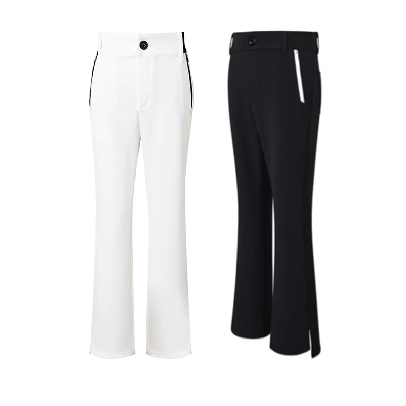 Summer Women's Golf Trousers Thin Flared Pants Ladies High Waist Elastic Casual Golf Pants Zipper Pocket Athletic Sweatpant