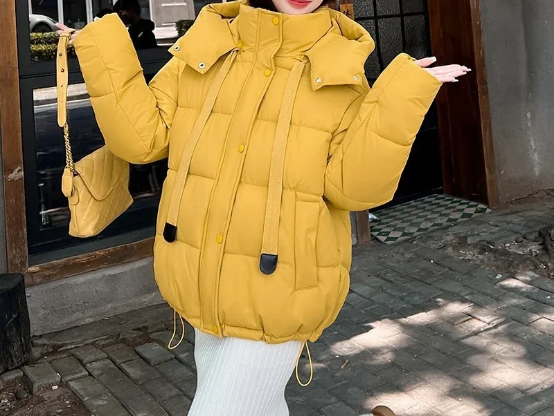 

2025 Winter New Short Hooded Thick Cotton Jacket Loose Breadms Women's Jacket Coat