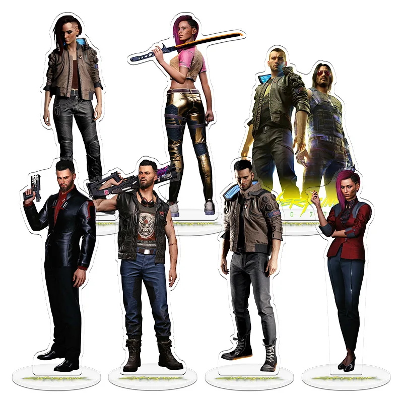 Cyberpunk 2077 V Game Merchandise Stand Model Plate Figure Display Desk Ornaments Friends Girl Gift Accessories Keychain view 5