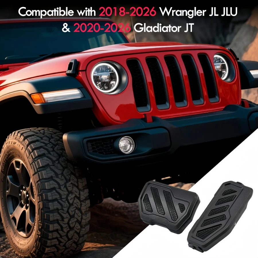 Gas Brake Pedal Cover For Jeep Wrangler JL JLU & Gladiator JT 2018-2025 2026 Alloy Anti-Slip Brake Gas Accelerator Pedal Covers