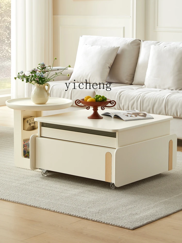 YY Log Style Coffee Table Simple Square Creative Coffee Table Living Room Home