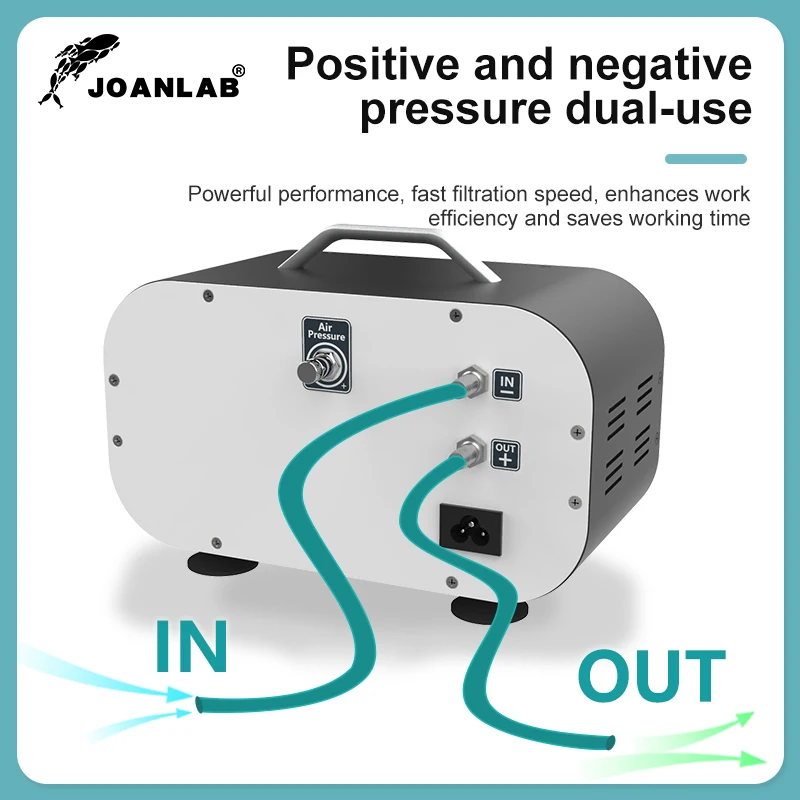 JOANLAB Oil-free Diaphragm Vacuum Pump Laboratory Filter Pump Portable Negative Pressure Pump Adjustable Pressure Lab Equipment