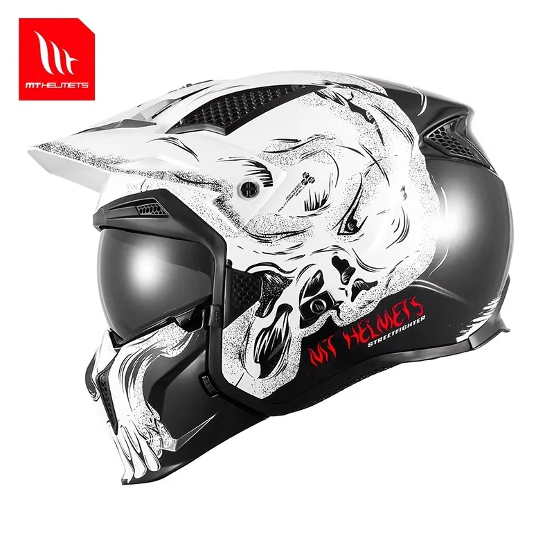 خوذات MT Streetfighter SV Motocross خوذات نصف وجه تروس للطرق الوعرة قابلة للإزالة الذقن كاسكو 3 هدايا للفصول الأربعة Mt Casque Moto #4