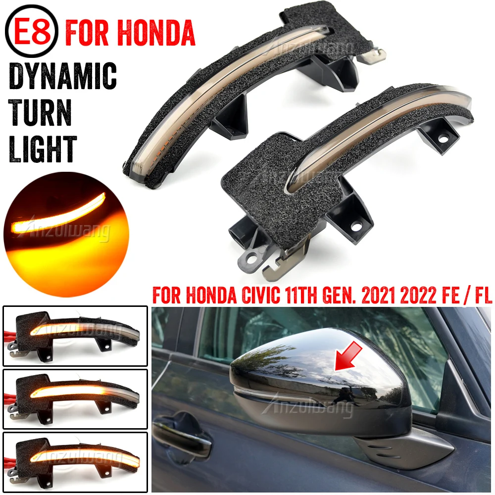 

1Pair For Civic 11th 2021 2022 FE/FL LED Dynamic Turn Signal Light Side Rearview Mirror Flowing Sequential Blinker Indicator