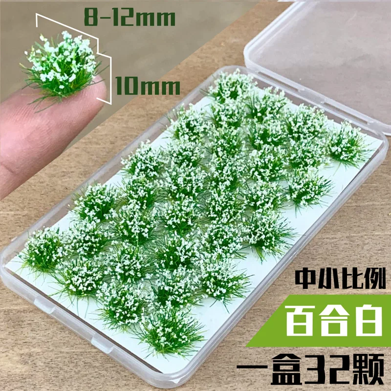 Simulation Flowers Grass Clusters Model Miniature Plant Materials for Sand Table/Garden Scene Layout Diorama Kits 32Pcs/Box