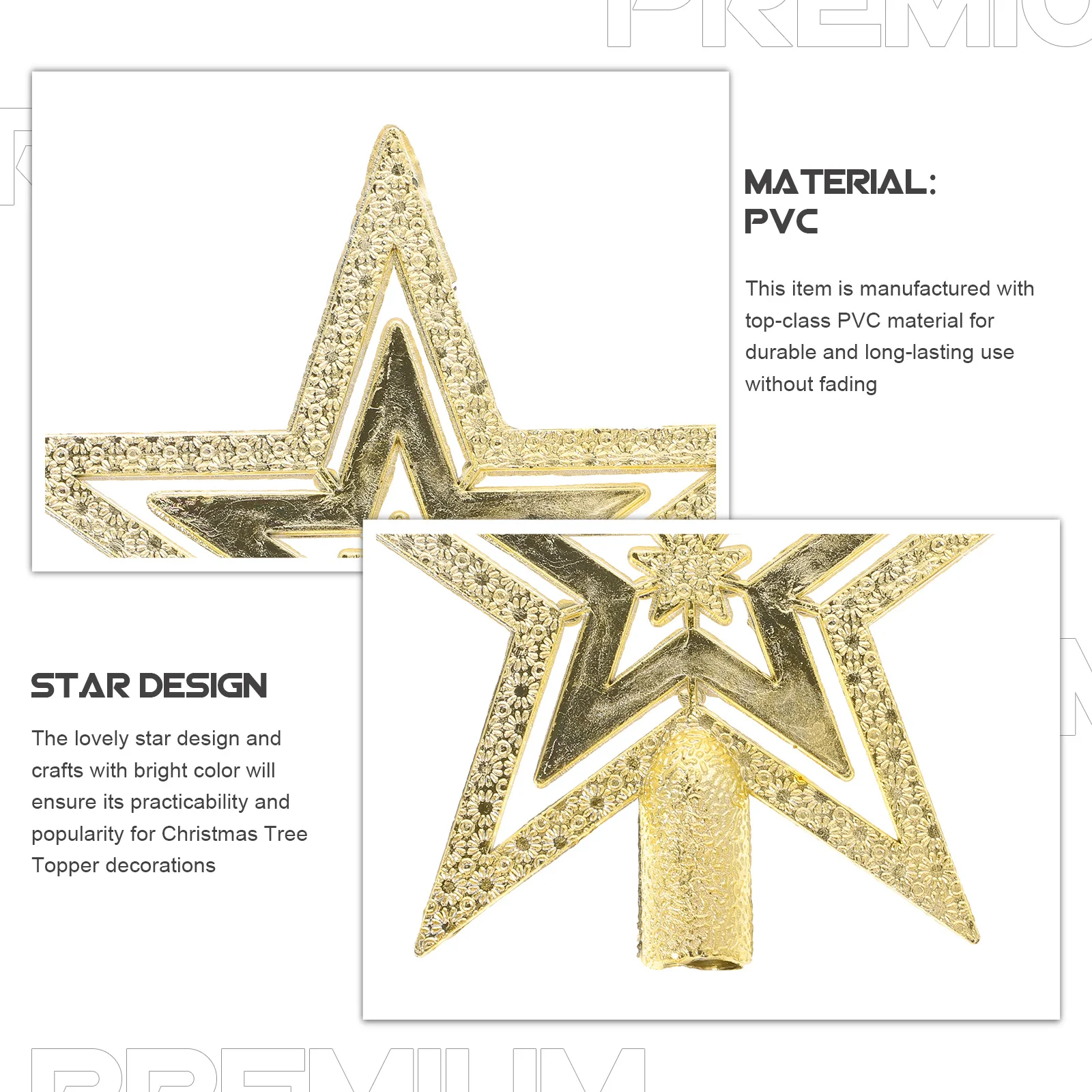 

10cm Christmas Tree Star PVC Bright Color Exquisite Craft Lovely Star Decoration Festive Treetop Christmas Tree Topper