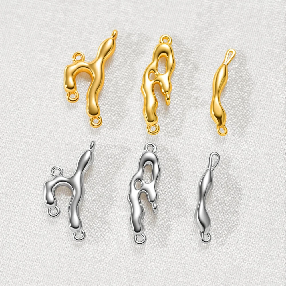2/4/6 Stück 18K vergoldete unregelmäßige Charms-Verbinder für DIY-Armbänder, Halsketten, Ohrringe, Schmuckherstellungszubehör – Detail 2