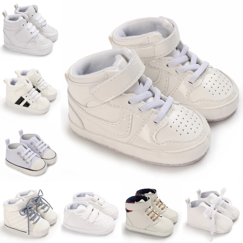 Scarpe da bambino primaverili e autunnali moda classica bianca PU scarpe sportive alte suola morbida comode scarpe da passeggio Casual