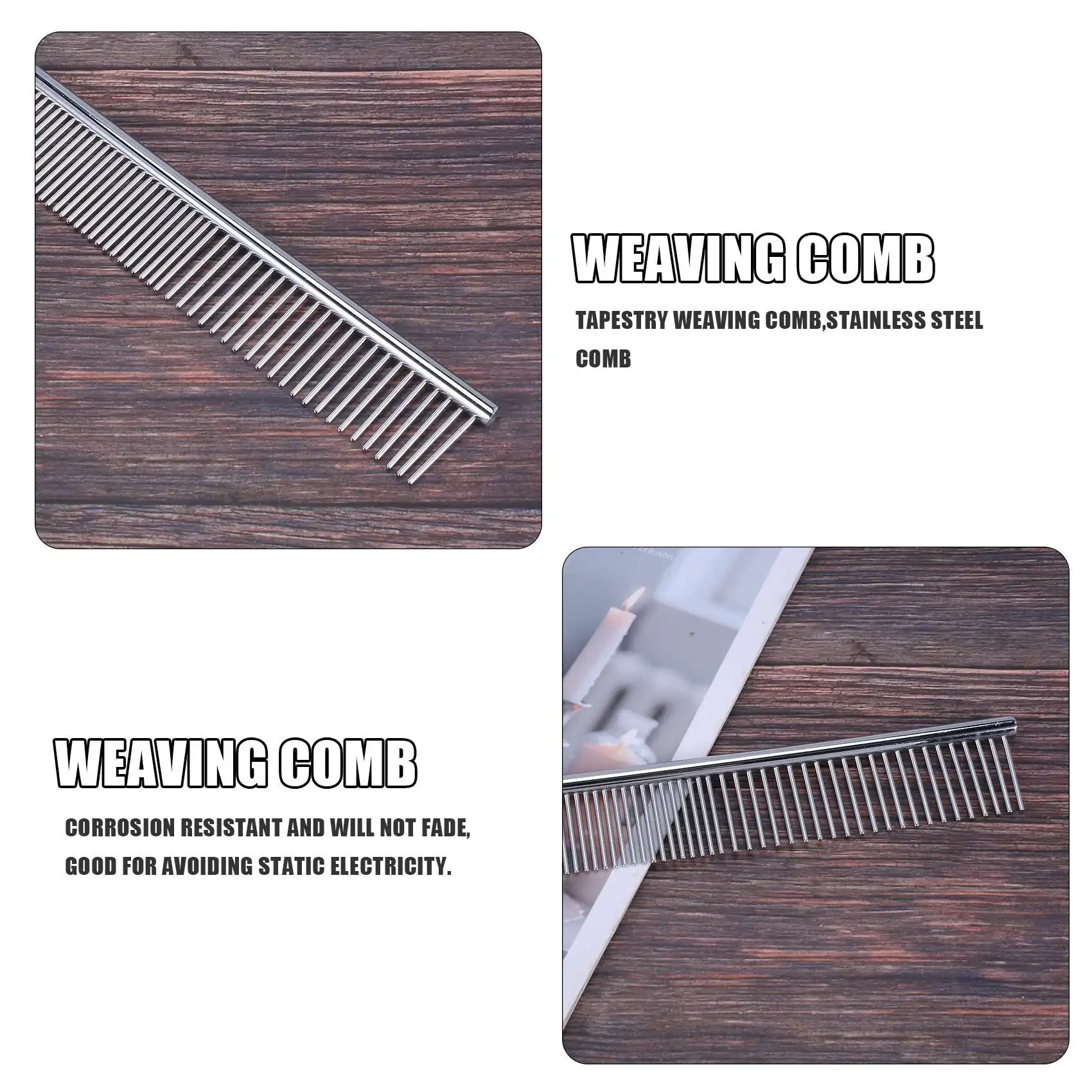 BSEVB-Macrame Fringe Comb Tapestry Weaving Comb Stainless Steel Craft For Brushing Through Long Hair Single Strand Cotton Cord