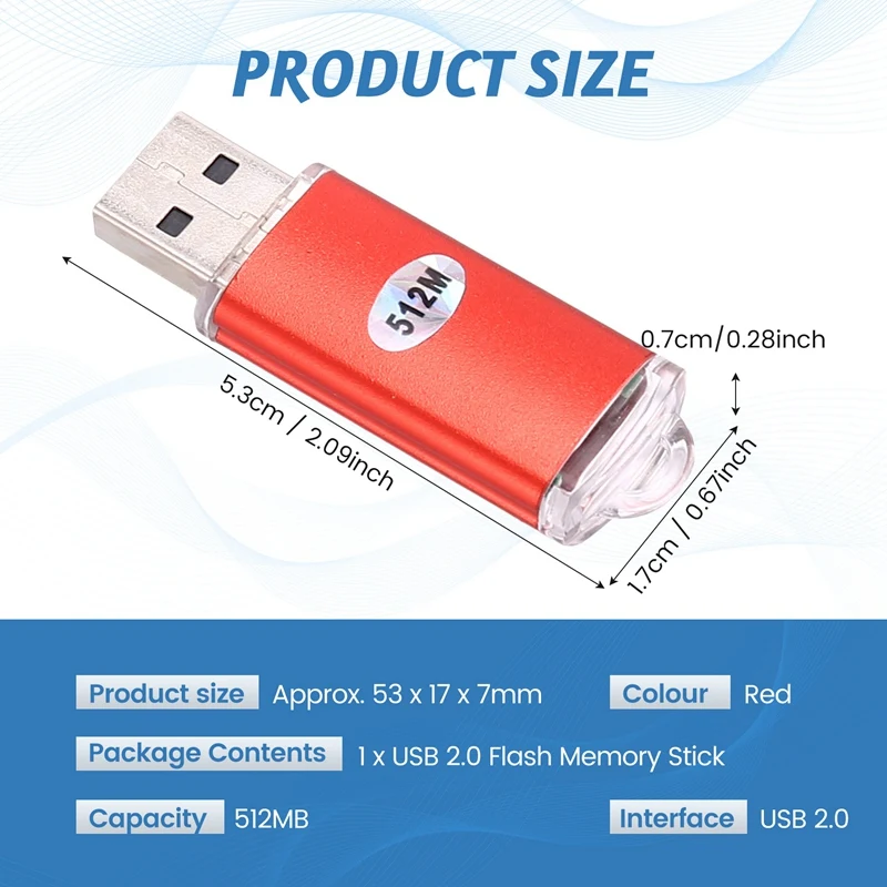 USB 2.0 فلاش ميموري ستيك قلم تخزين الإبهام اللون: أحمر السعة: 512 ميجابايت