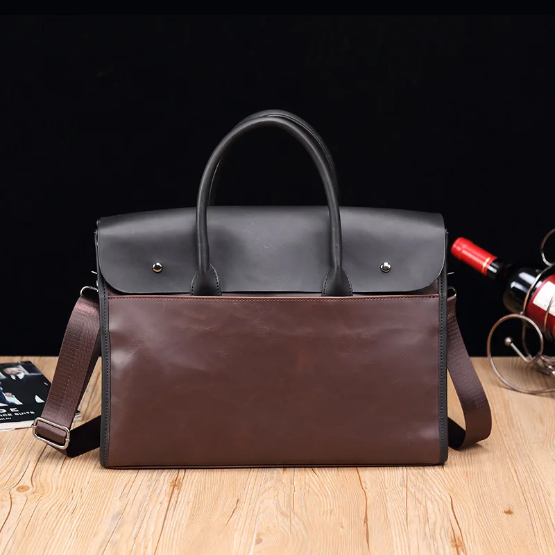 GPR 100% Crazy Horse Leather Men Briefcase Retro Laptop Bag Man Handbag Fashion Shoulder Bags Men