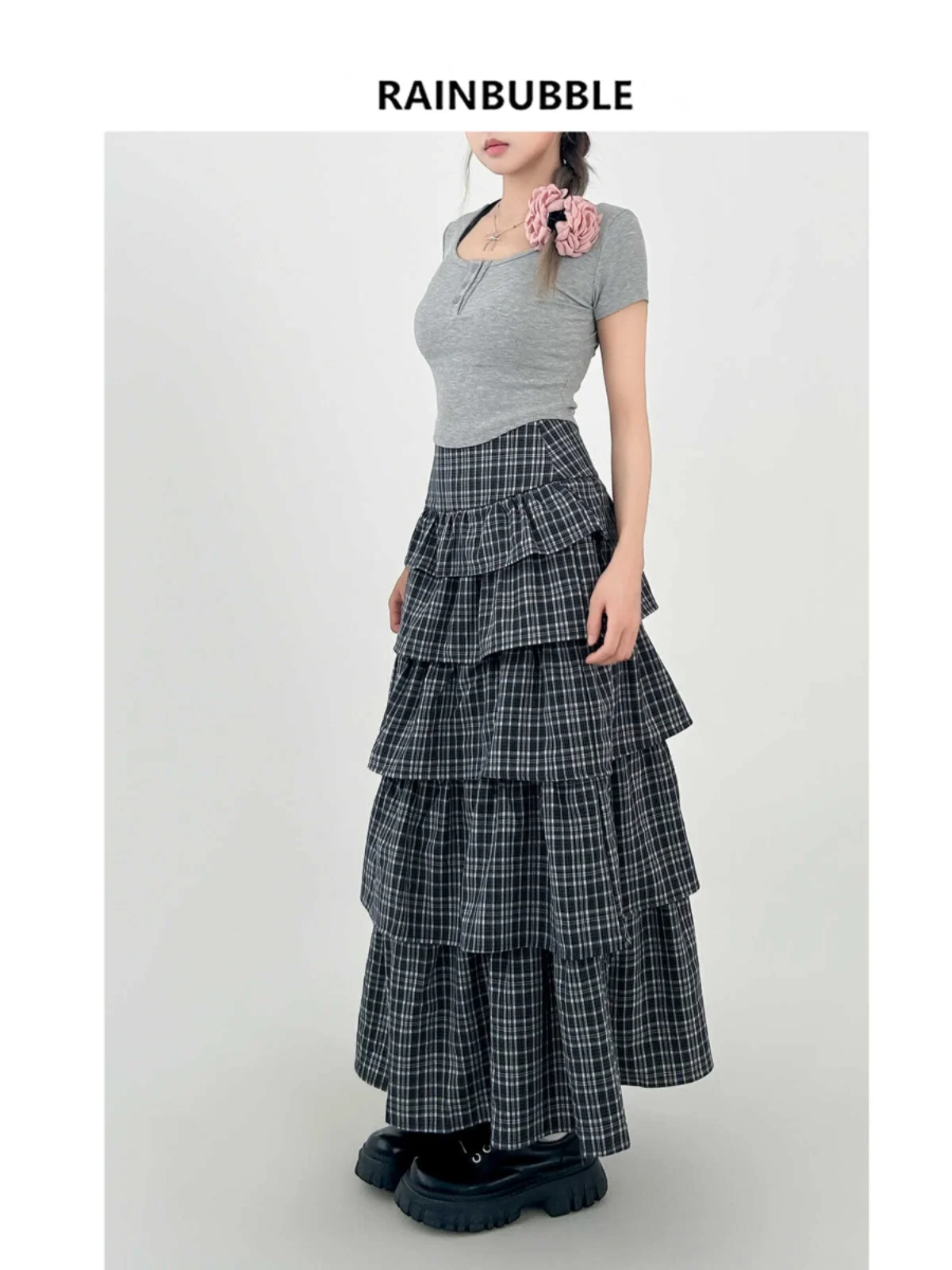 

Женская лоскутная клетчатая юбка трапециевидной формы, винтажная эстетичная уличная одежда 90-х годов Y2k, длинная юбка большого размера, корейские юбки в стиле Харадзюку, одежда 2000-х годов