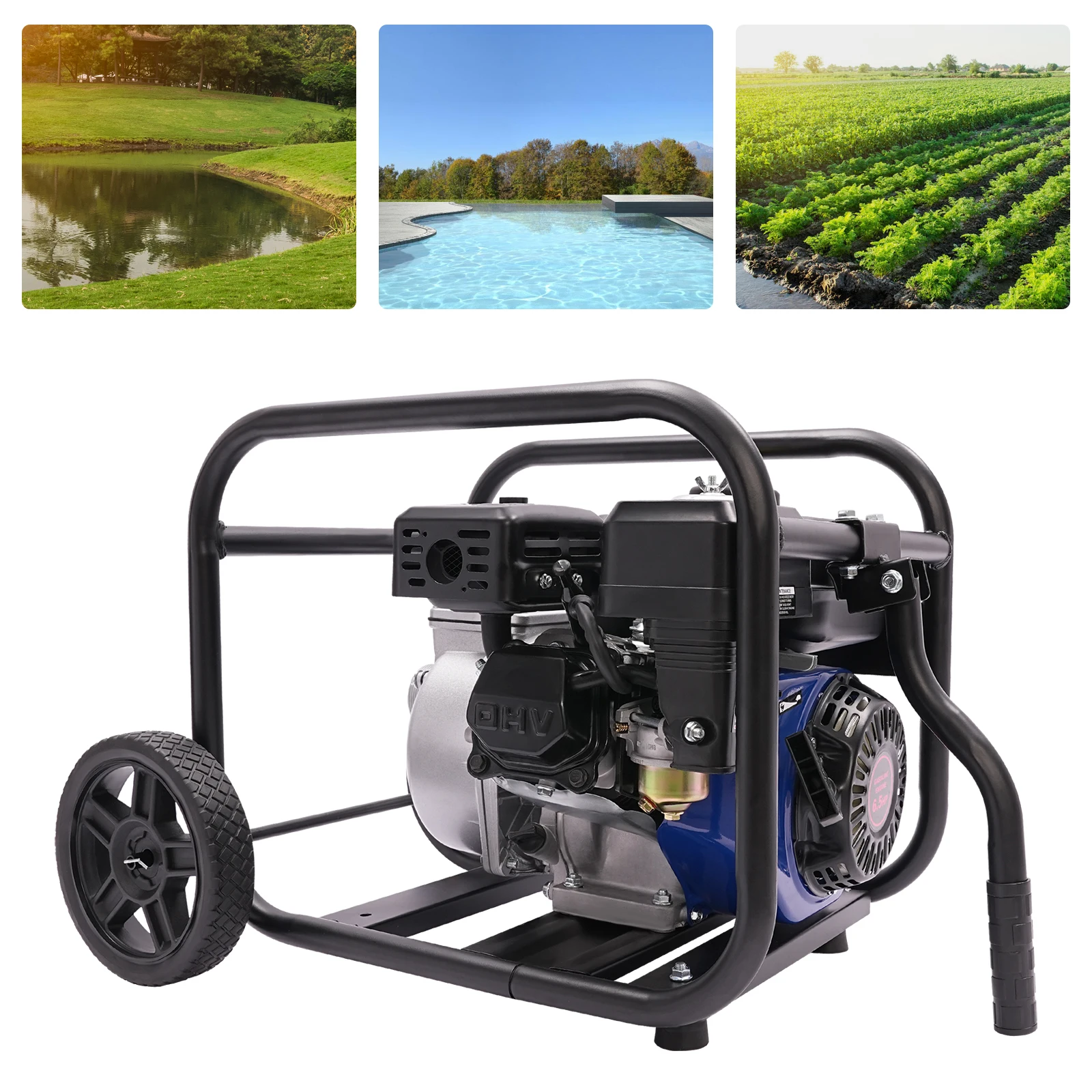 210cc Water Pump Fitted with Handle and Wheels Water Pump Portable Water Pump