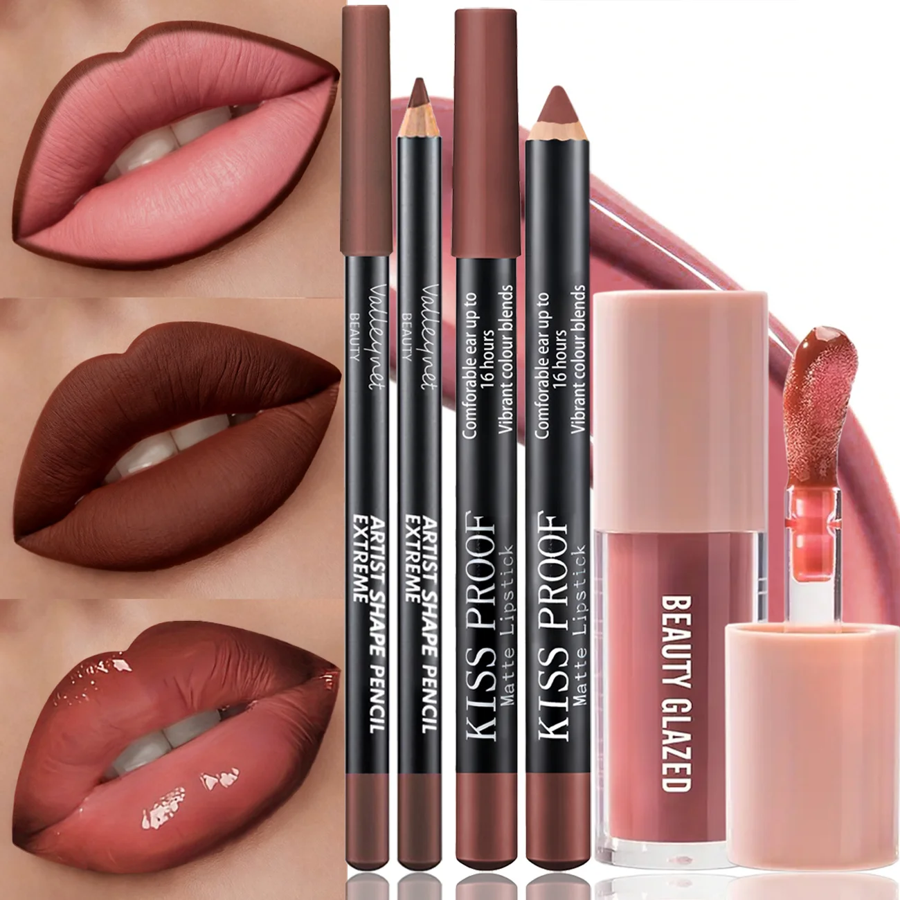 3 قطعة/المجموعة ماكياج الشفاه مجموعة طويلة الأمد للماء الشفاه بطانة ماتي أحمر الشفاه + ترطيب ملمع الشفاه الشفاه كومبو مجموعة ماكياج الشفاه #1