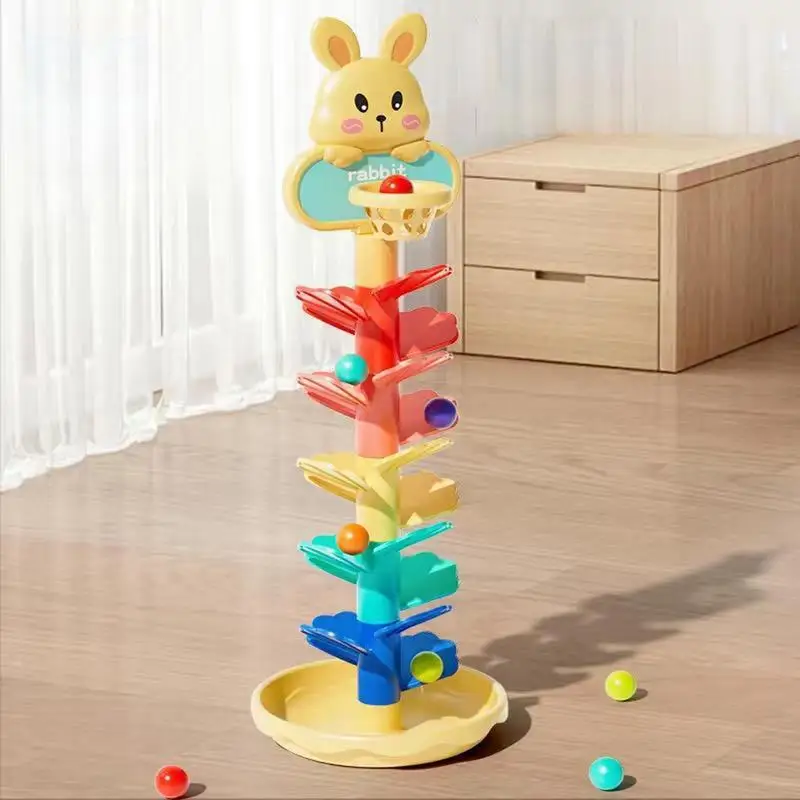 Ball Drop Toy For Kids Track Stacking Toy Ball Drop Toys Learning Stacking Toy Multi-Layer Preschool Toys Rainbow Educational