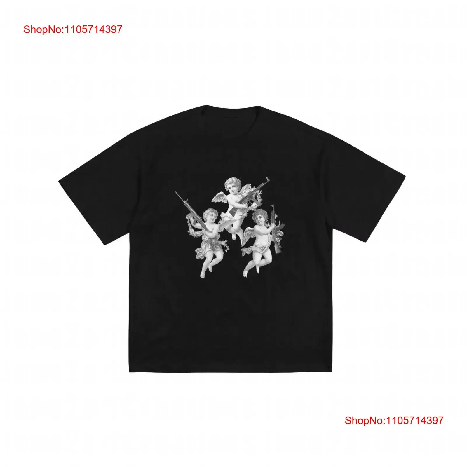 Cherubs with Guns T Shirt Bold Juxtaposition of Innocence and Violence Meets Contrasting Design Modern Edgy Art vintage Washed