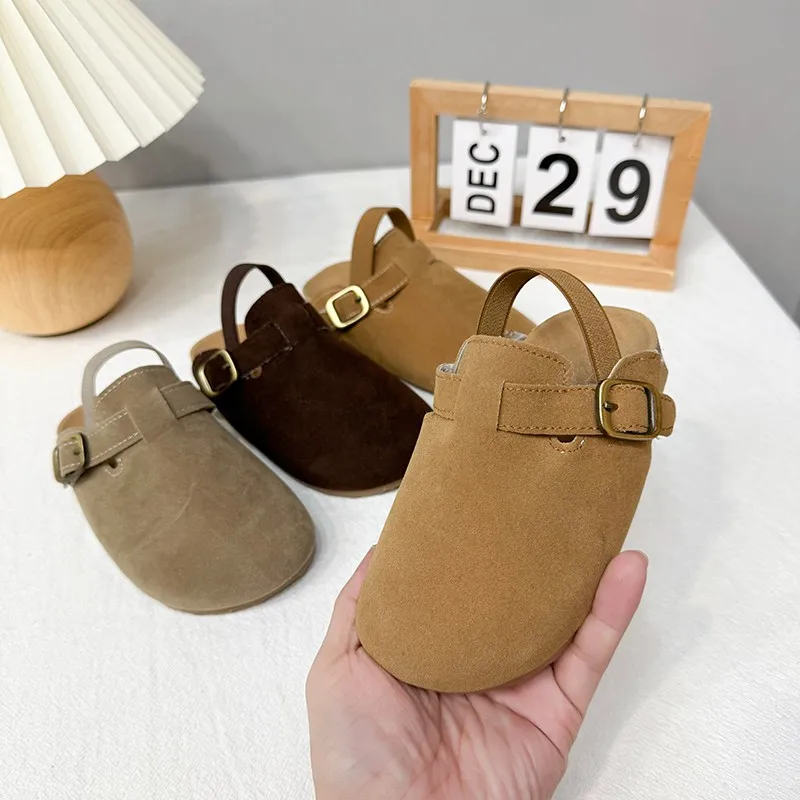 2025 New Girl Boy One Step Flat Bottom Baotou Half Slippers Children Summer Outwear Round Head Half Slippers Lazy Shoes