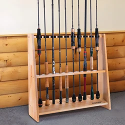 Goture Fishing Rod Holder Compact Wooden Easy To Assemble Fishing Rod Display Stand Fishing Rod Storage
