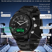 SANDA 3176 Fashion Men Quartz Watch Business Digital Dual Display Waterproof Luminous Wrist Watches for Man relojes para hombres