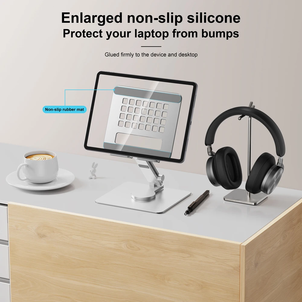 Portable Aluminum Tablet Stand Holder Desktop Folding Adjustable Rotating Metal Universal Stand for Ipad Pro Air Office Home Use view 2