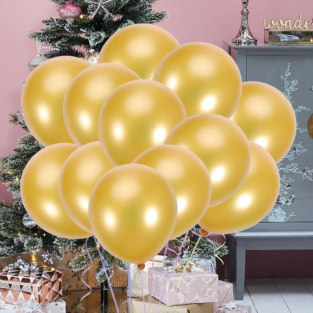 100Pcs 10 Inch Heavy Duty Latex Balloons Gold Pearl Shimmer Balloon Set Safe Non Toxic Kids Friendly Party Wedding Decoration