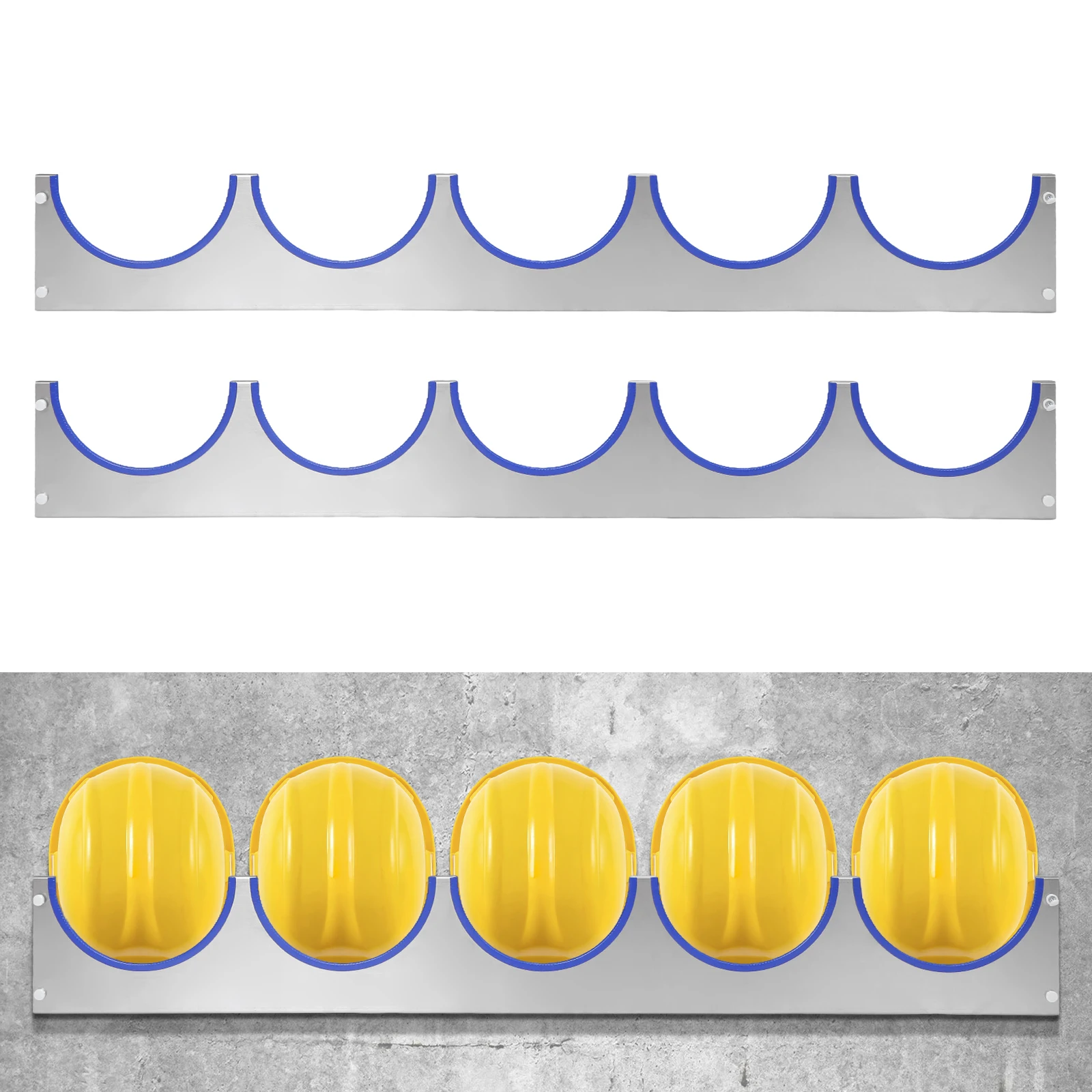 شماعة قبعة صلبة للجدار مع شريط مطاطي، رف تعليق خوذة من الفولاذ المقاوم للصدأ شديد التحمل لمواقع ومرافق البناء